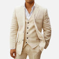 Andreas | Men's Three-Piece Suit with Classic Blazer, Waistcoat and Trousers, Elegant Suit | Bella Blue | Beige