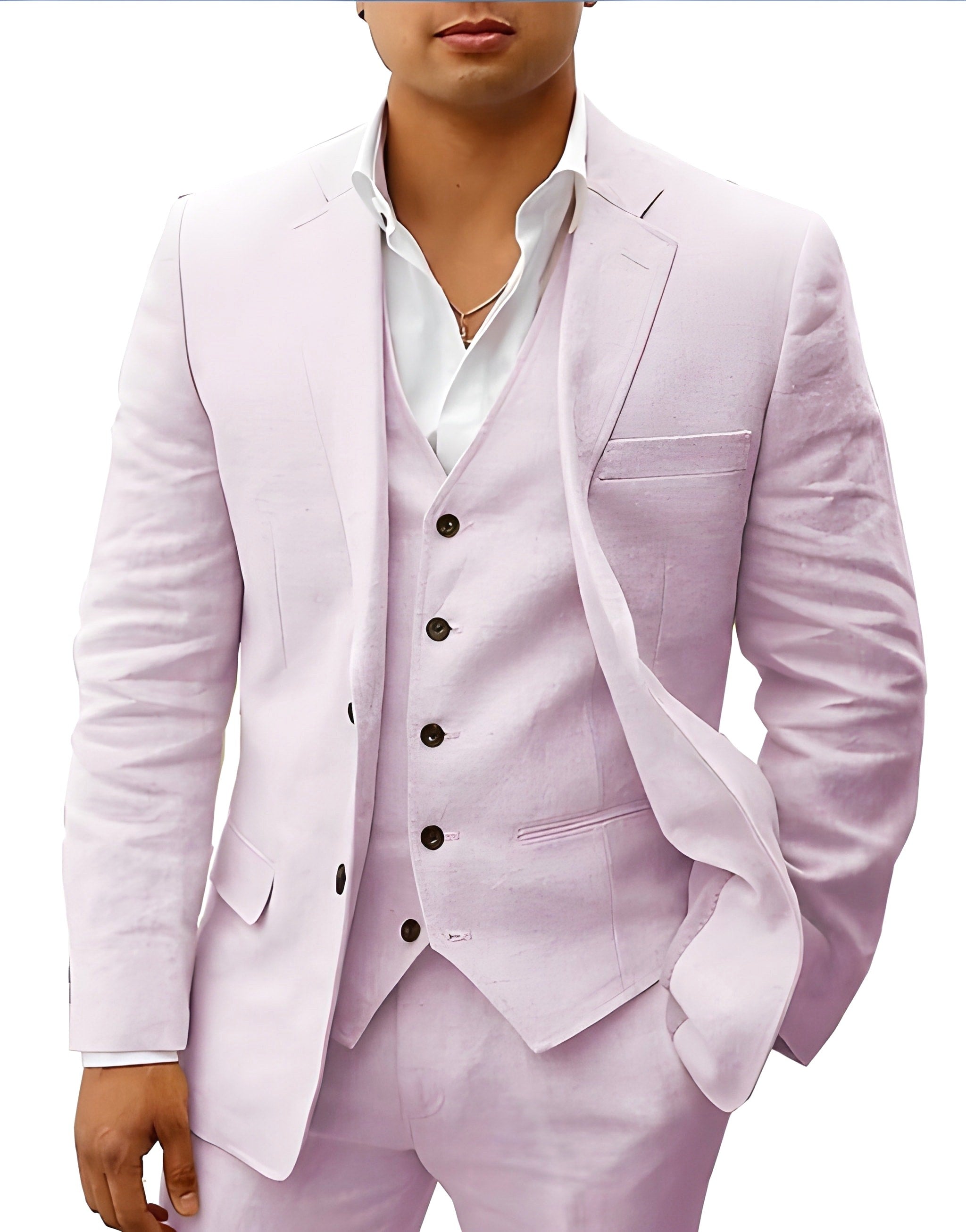 Andreas | Men's Three-Piece Suit with Classic Blazer, Waistcoat and Trousers, Elegant Suit | Bella Blue | Brown