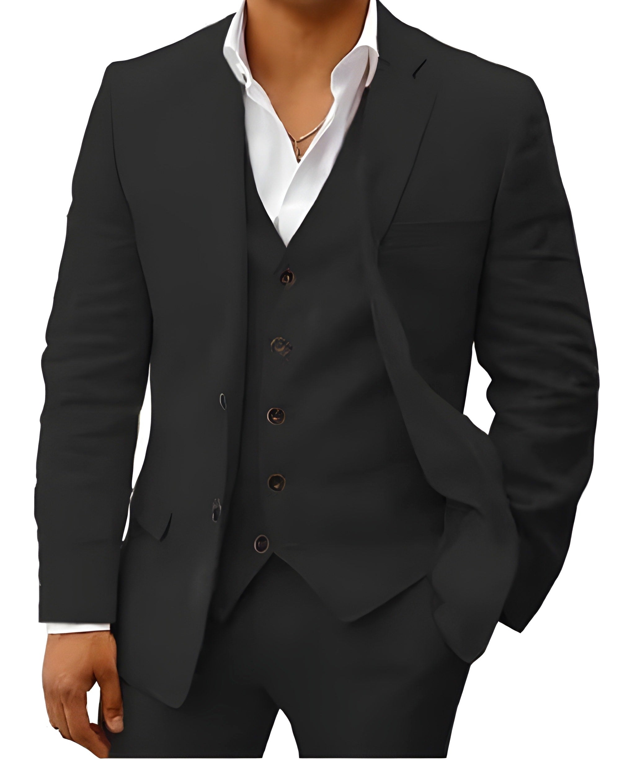 Andreas | Men's Three-Piece Suit with Classic Blazer, Waistcoat and Trousers, Elegant Suit | Bella Blue | Khaki