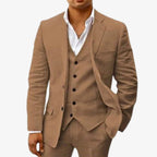 Andreas | Men's Three-Piece Suit with Classic Blazer, Waistcoat and Trousers, Elegant Suit | Bella Blue | Beige