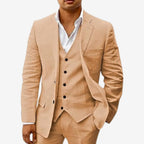 Andreas | Men's Three-Piece Suit with Classic Blazer, Waistcoat and Trousers, Elegant Suit | Bella Blue | Beige