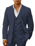 Andreas | Men's Three-Piece Suit with Classic Blazer, Waistcoat and Trousers, Elegant Suit | Bella Blue | Brown