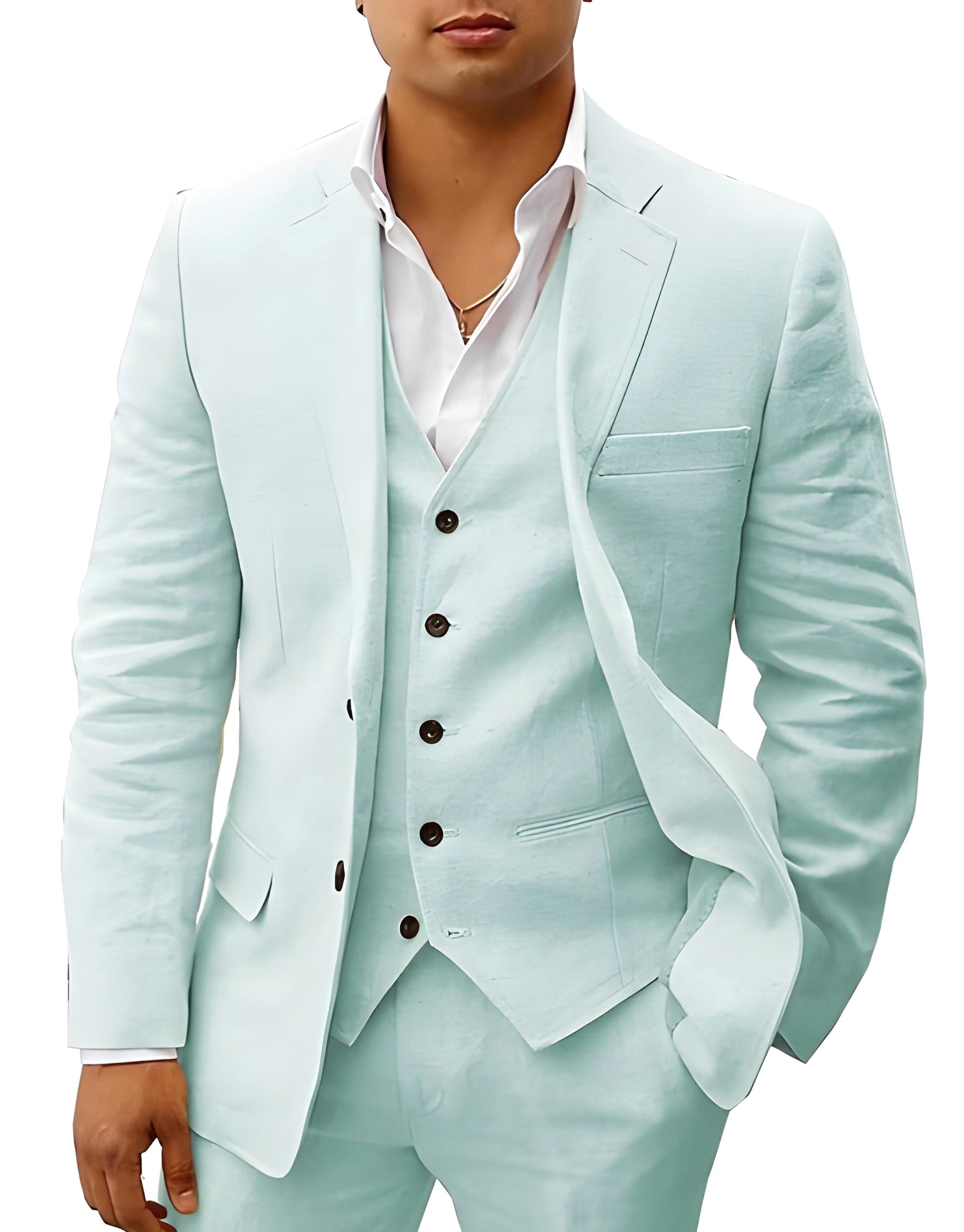 Andreas | Men's Three-Piece Suit with Classic Blazer, Waistcoat and Trousers, Elegant Suit | Bella Blue | Brown