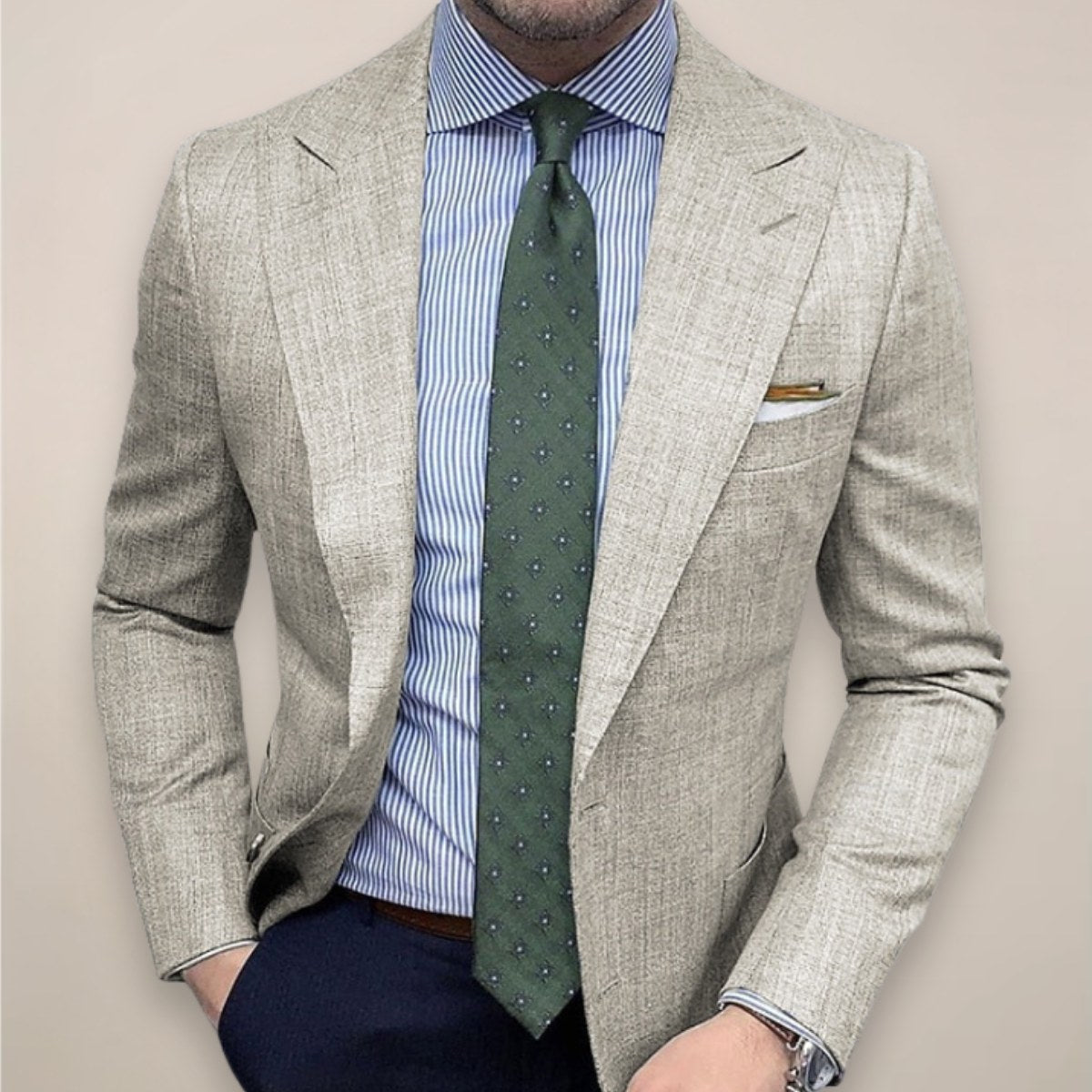 Andrew | Men's Textured Sport Coat, Single-Breasted Tailored Jacket | Bella Blue