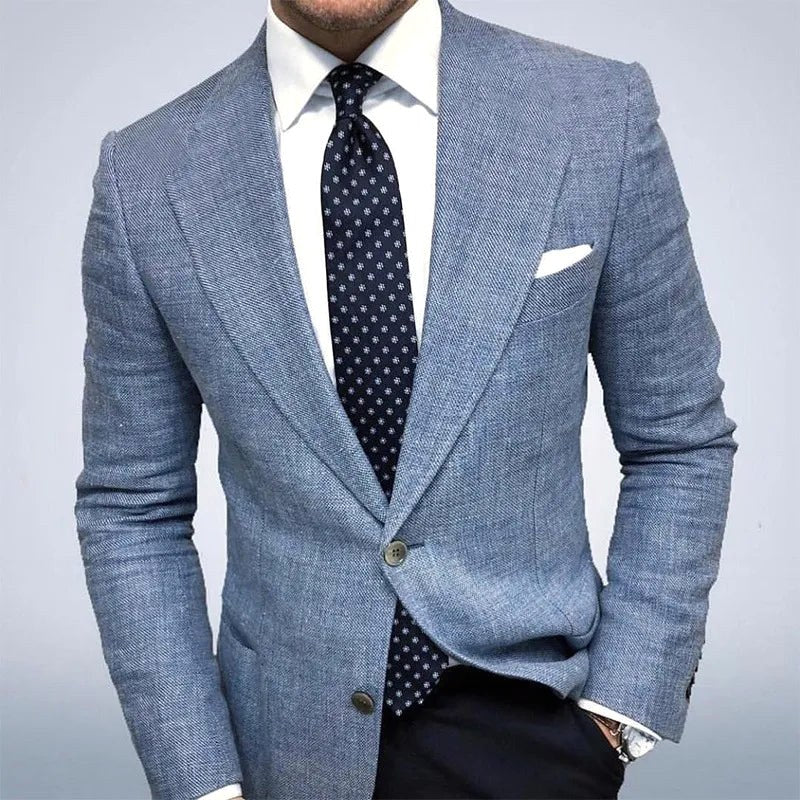 Andrew | Men's Textured Sport Coat, Single-Breasted Tailored Jacket | Bella Blue