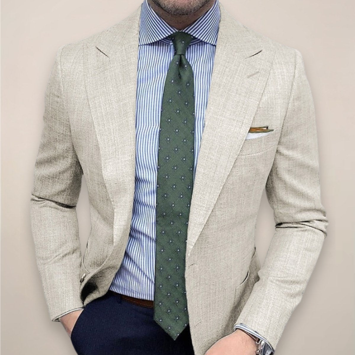 Andrew | Men's Textured Sport Coat, Single-Breasted Tailored Jacket | Bella Blue