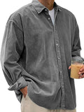 Angus | Men's Oversized Corduroy Shirt, Long-Sleeve Casual Shirt | Bella Blue