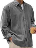 Angus | Men's Oversized Corduroy Shirt, Long-Sleeve Casual Shirt | Bella Blue
