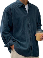 Angus | Men's Oversized Corduroy Shirt, Long-Sleeve Casual Shirt | Bella Blue