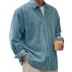 Angus | Men's Oversized Corduroy Shirt, Long-Sleeve Casual Shirt | Bella Blue