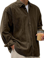 Angus | Men's Oversized Corduroy Shirt, Long-Sleeve Casual Shirt | Bella Blue