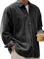 Angus | Men's Oversized Corduroy Shirt, Long-Sleeve Casual Shirt | Bella Blue