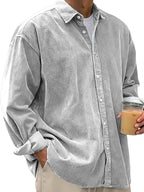 Angus | Men's Oversized Corduroy Shirt, Long-Sleeve Casual Shirt | Bella Blue