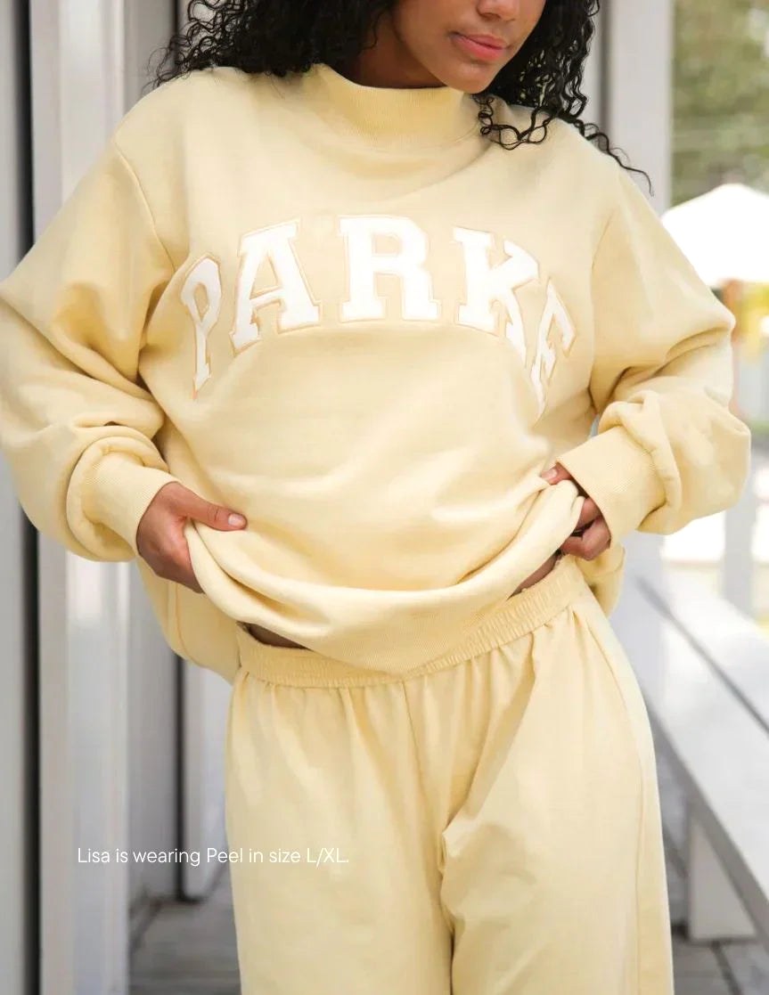 Annabelle | Women's Oversized Varsity Sweatshirt, Chenille Lettering Crewneck Jumper | Bella Blue