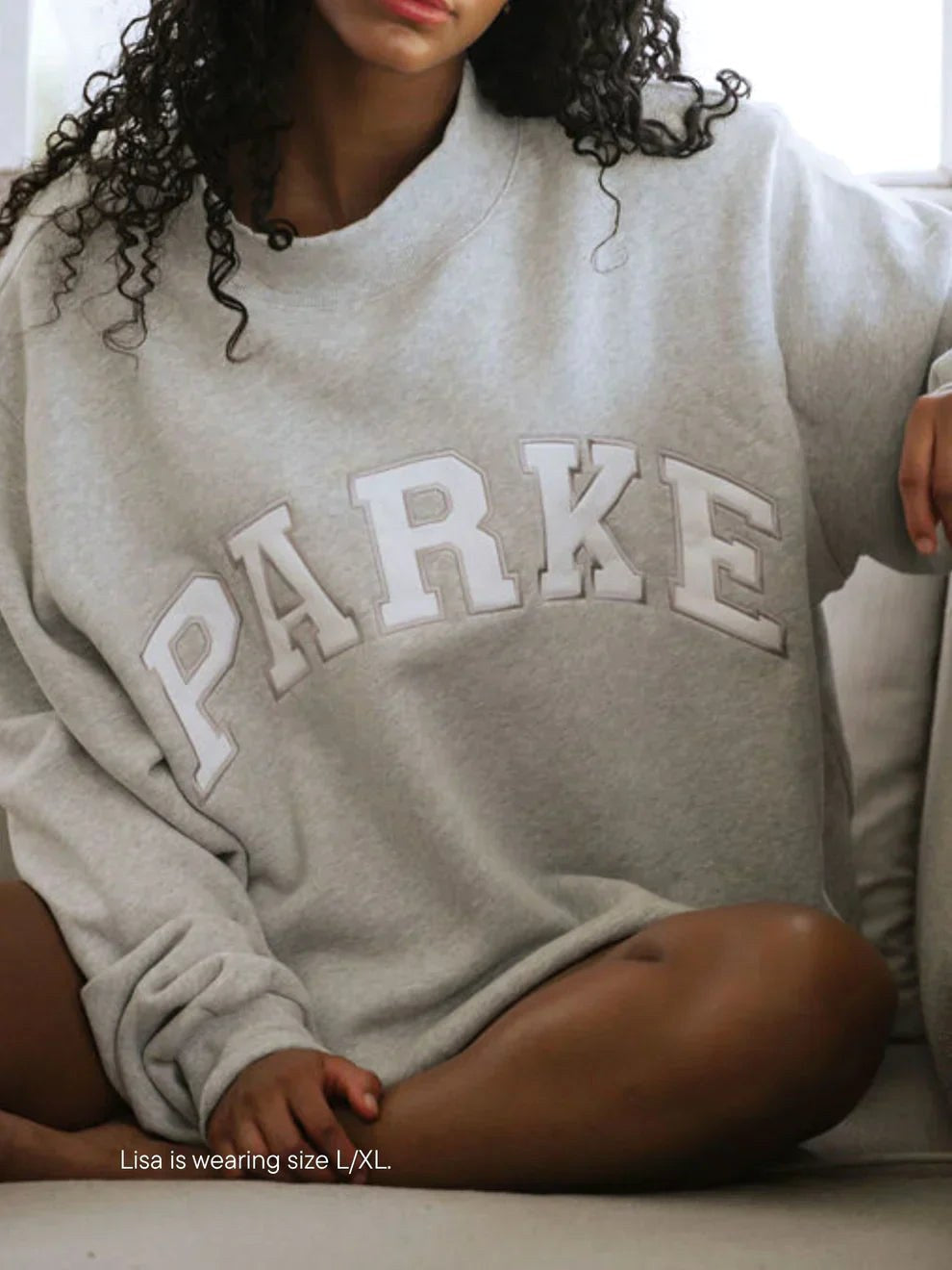 Annabelle | Women's Oversized Varsity Sweatshirt, Chenille Lettering Crewneck Jumper | Bella Blue