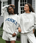 Annabelle | Women's Oversized Varsity Sweatshirt, Chenille Lettering Crewneck Jumper | Bella Blue