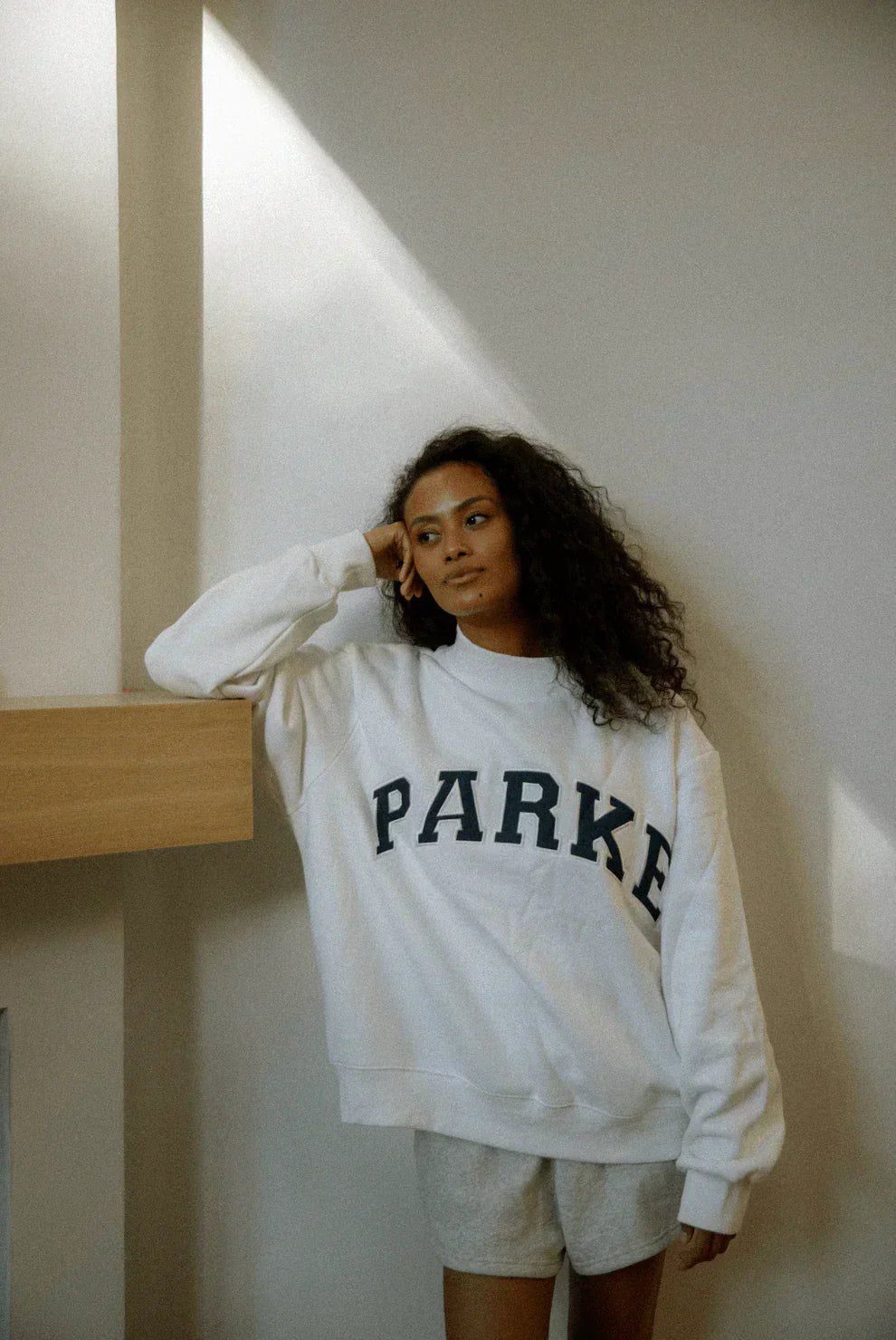 Annabelle | Women's Oversized Varsity Sweatshirt, Chenille Lettering Crewneck Jumper | Bella Blue