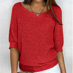 Annelie | Women's V-Neck Half-Sleeve Jumper, Lightweight Knit Jumper | Bella Blue | Beige