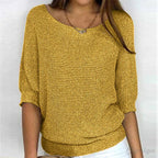 Annelie | Women's V-Neck Half-Sleeve Jumper, Lightweight Knit Jumper | Bella Blue | Beige