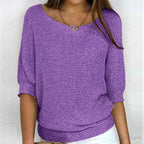 Annelie | Women's V-Neck Half-Sleeve Jumper, Lightweight Knit Jumper | Bella Blue | Beige