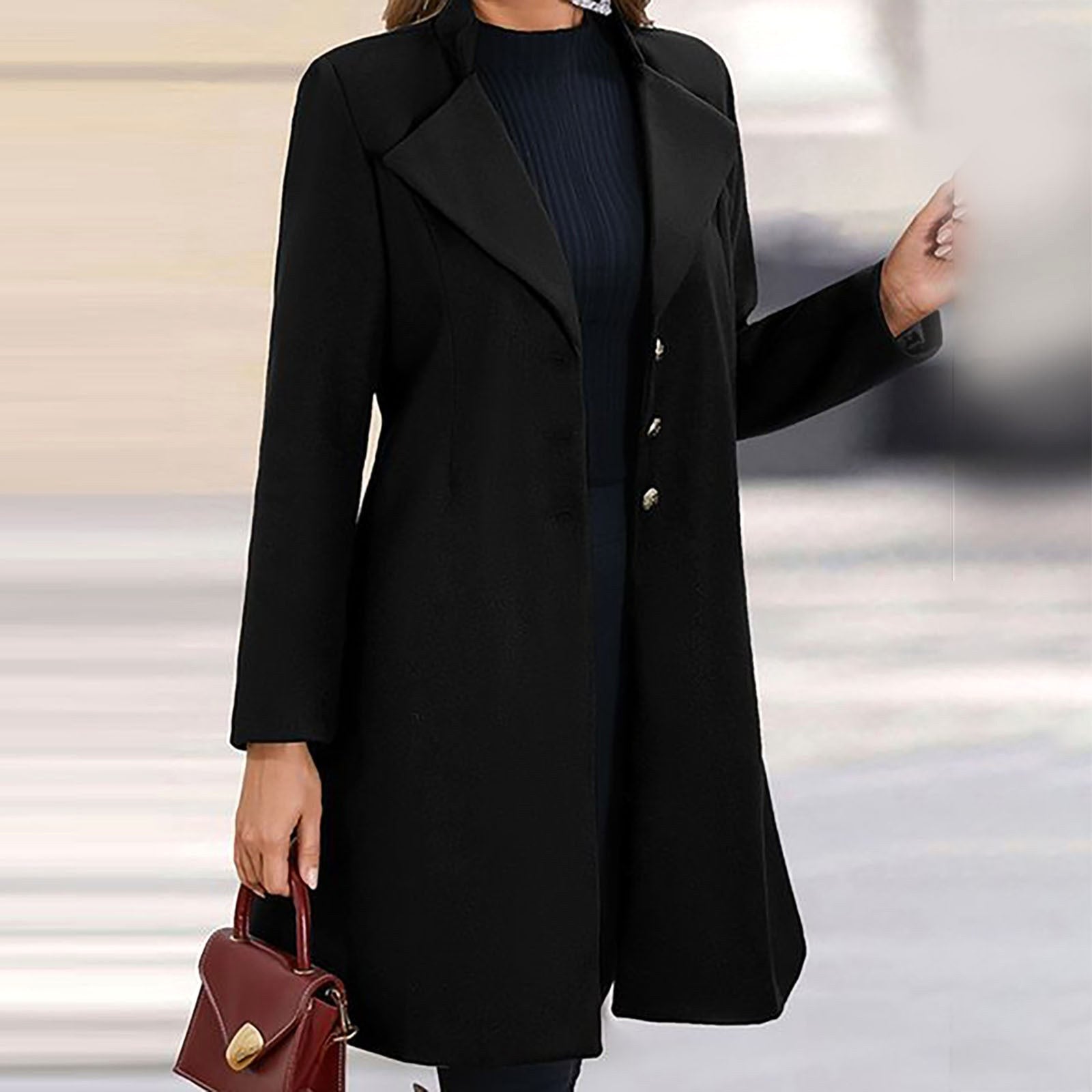 Annette | Women's Wool Tailored Coat, Prestige Winter Coat | Bella Blue
