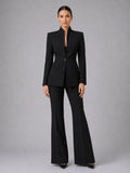 Annie | Women's Tailored Blazer & Trouser Suit Set, Smart Two-Piece Suit | Bella Blue | Black