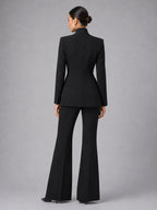 Annie | Women's Tailored Blazer & Trouser Suit Set, Smart Two-Piece Suit | Bella Blue | Cream