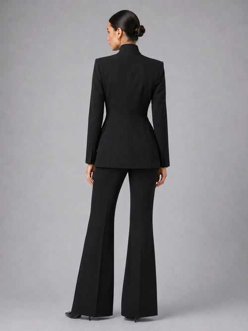 Annie | Women's Tailored Blazer & Trouser Suit Set, Smart Two-Piece Suit | Bella Blue | Cream