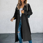 Anouk | Women's Long Trench Coat, Classic Double-Breasted Coat | Bella Blue