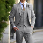 Anton | Men's Slim Fit Suit with Waistcoat, Three-Piece Suit | Bella Blue | Beige