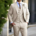 Anton | Men's Slim Fit Suit with Waistcoat, Three-Piece Suit | Bella Blue | Beige