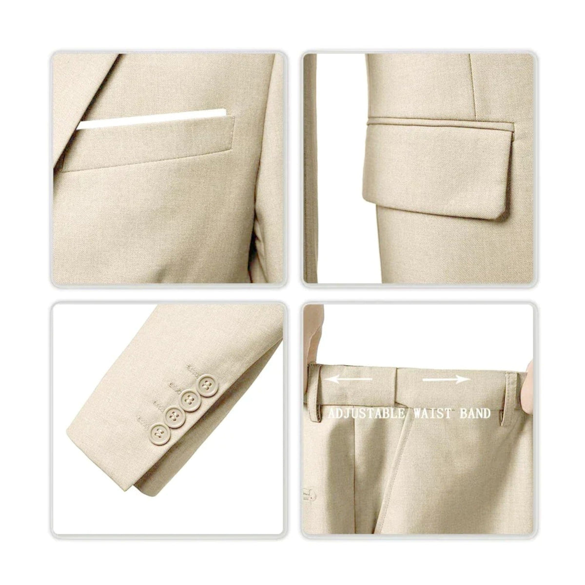 Anton | Men's Slim Fit Suit with Waistcoat, Three-Piece Suit | Bella Blue | Beige