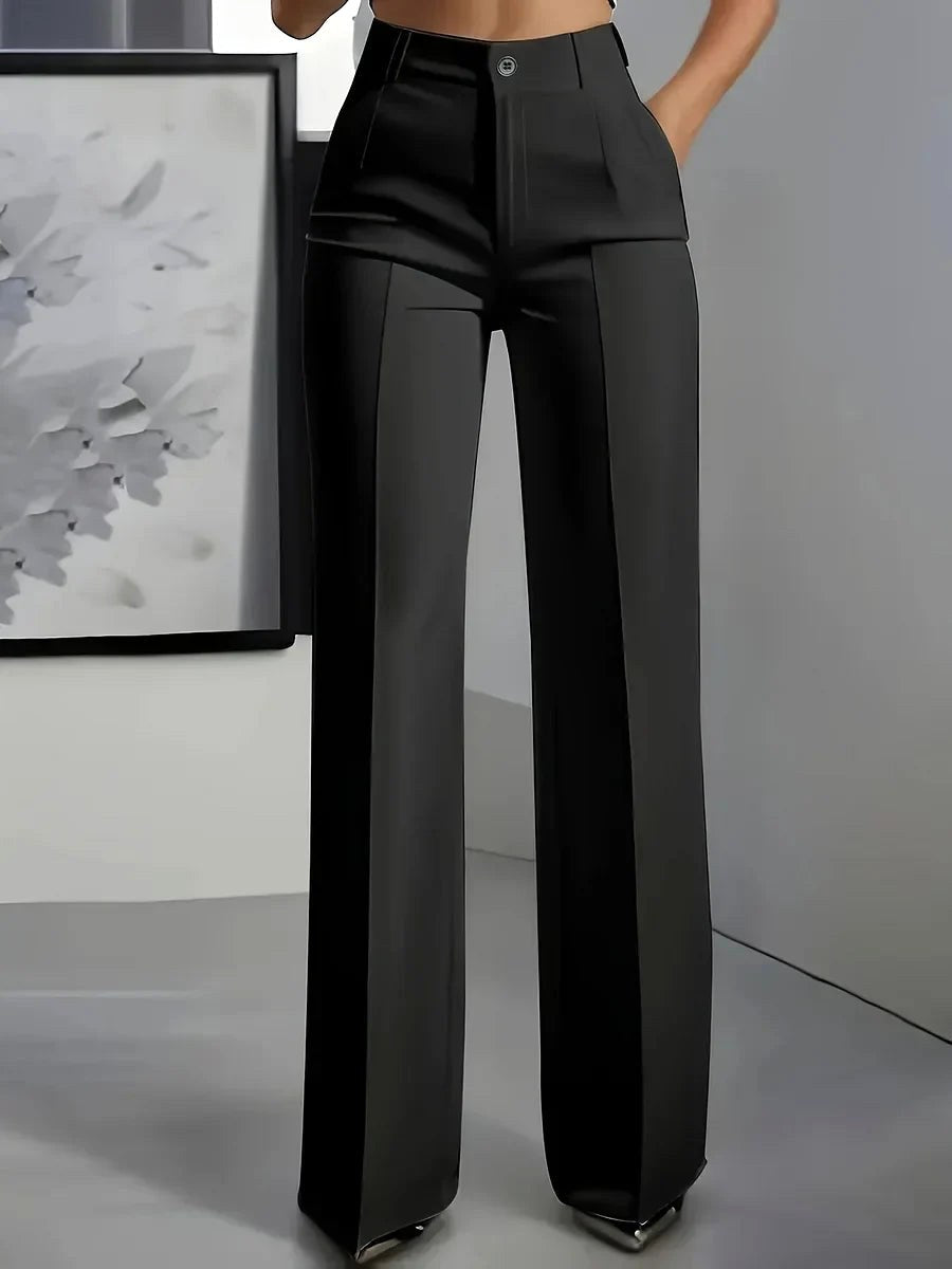 Antonina | Women's High-Waisted Wide-Leg Trousers, Smart Tailored Trousers | Bella Blue