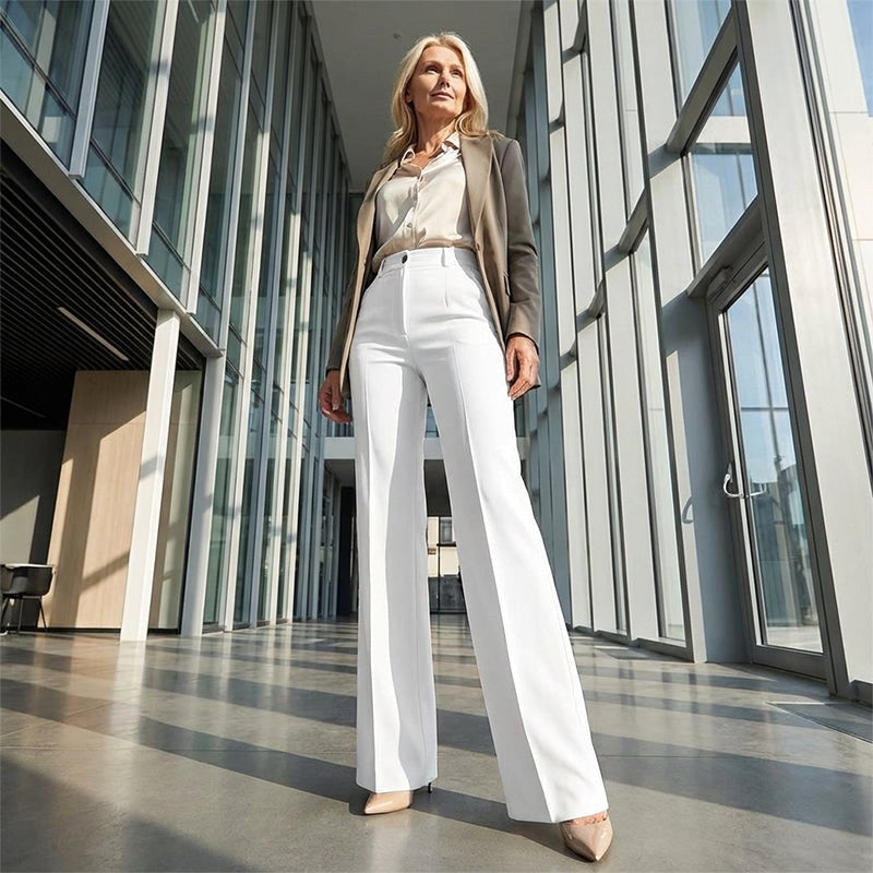 Antonina | Women's High-Waisted Wide-Leg Trousers, Smart Tailored Trousers | Bella Blue