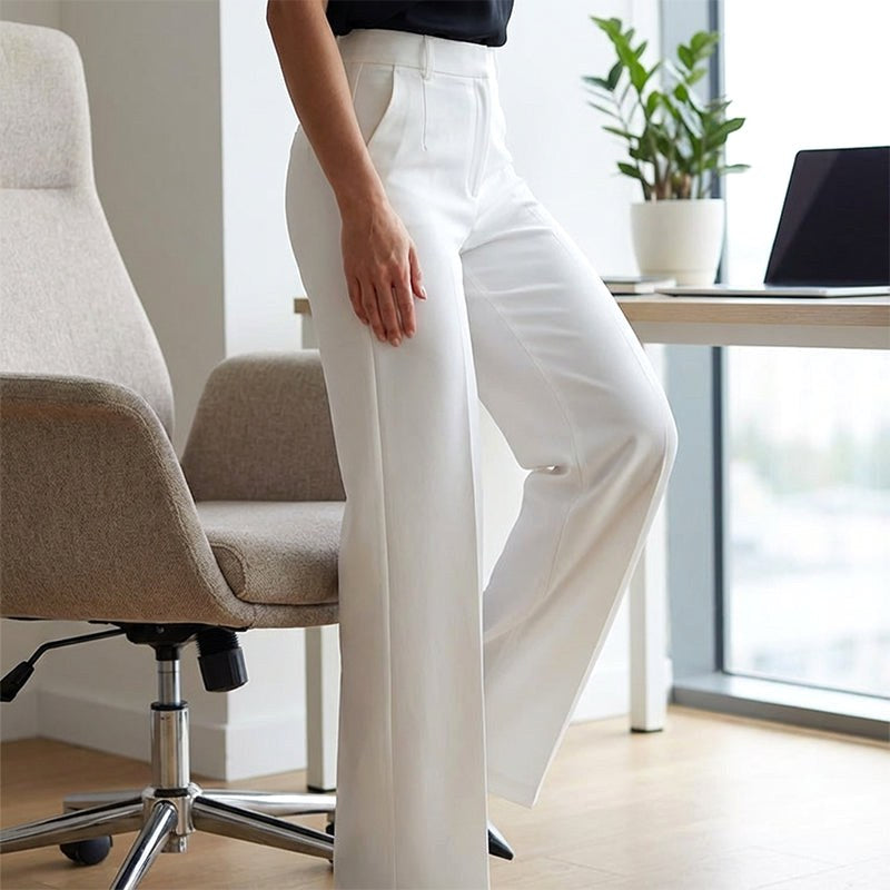 Antonina | Women's High-Waisted Wide-Leg Trousers, Smart Tailored Trousers | Bella Blue