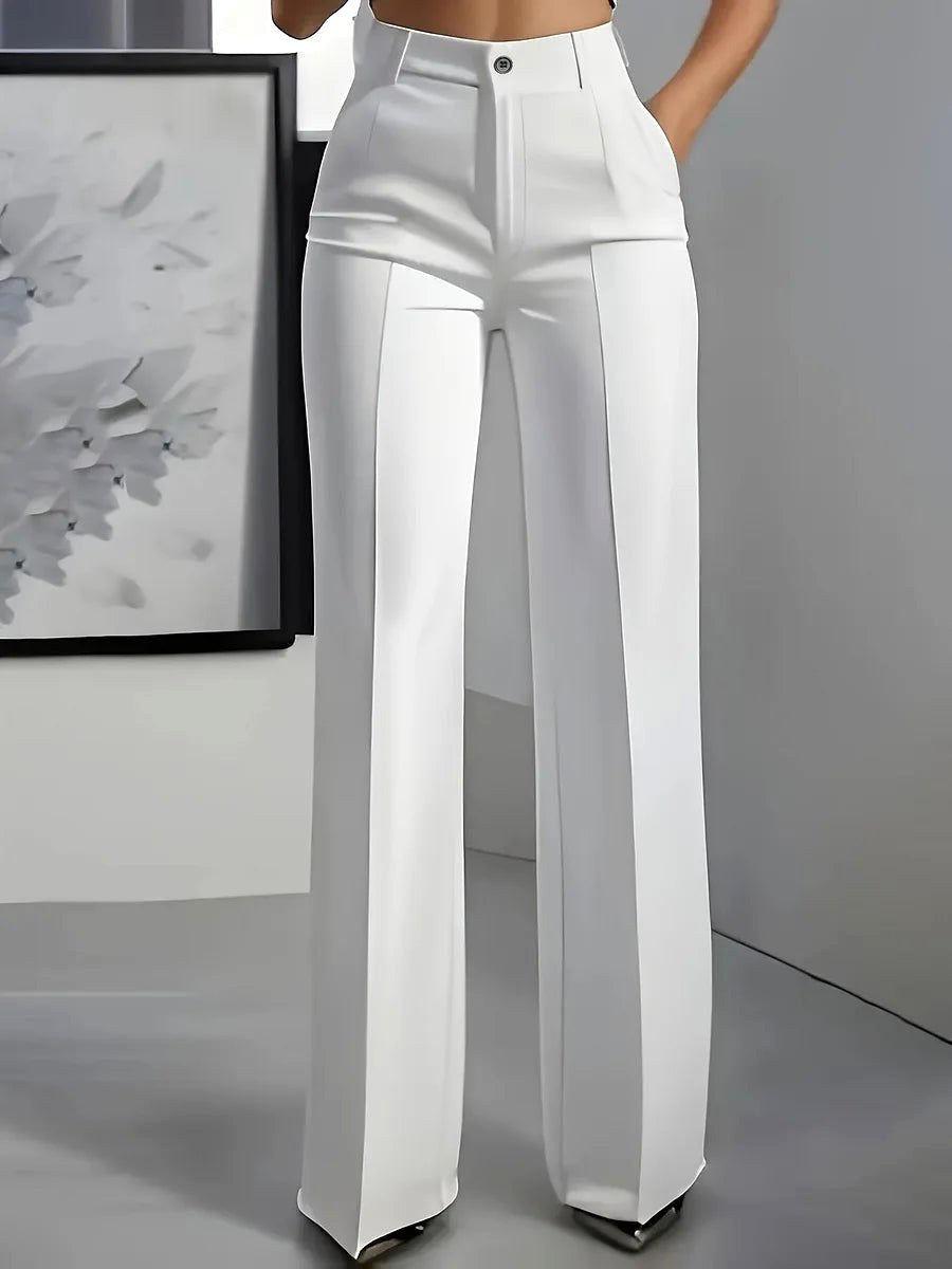Antonina | Women's High-Waisted Wide-Leg Trousers, Smart Tailored Trousers | Bella Blue