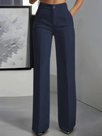 Antonina | Women's High-Waisted Wide-Leg Trousers, Smart Tailored Trousers | Bella Blue