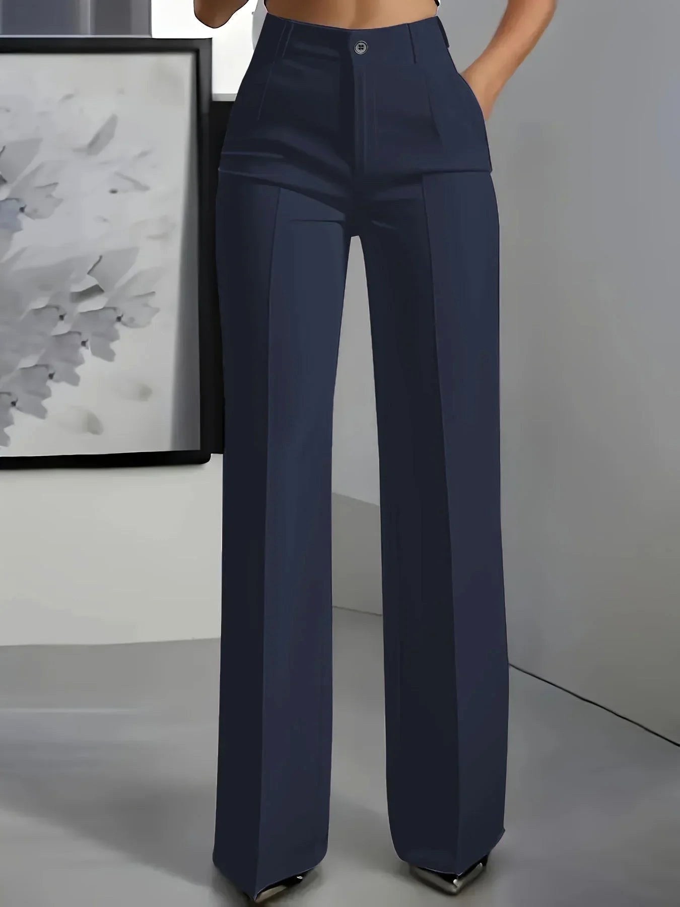 Antonina | Women's High-Waisted Wide-Leg Trousers, Smart Tailored Trousers | Bella Blue