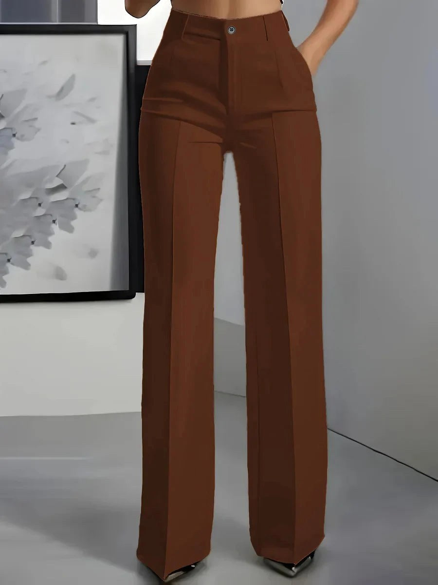 Antonina | Women's High-Waisted Wide-Leg Trousers, Smart Tailored Trousers | Bella Blue