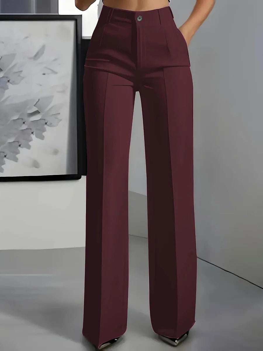 Antonina | Women's High-Waisted Wide-Leg Trousers, Smart Tailored Trousers | Bella Blue