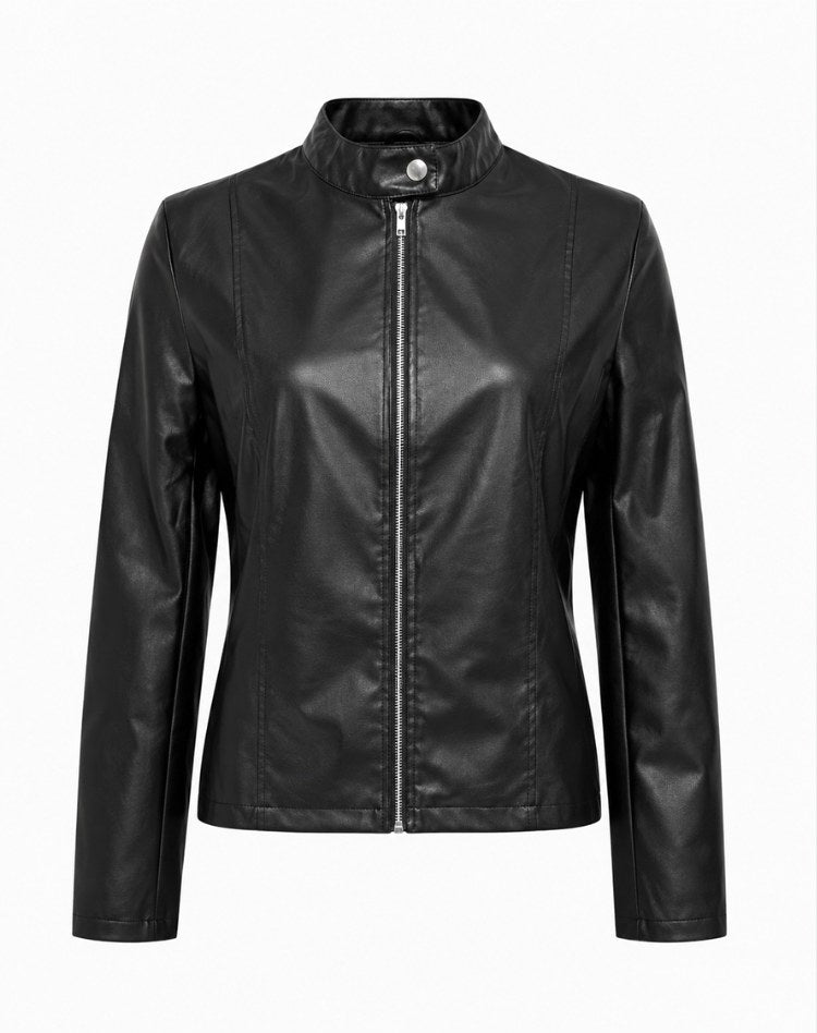Arabella | Women's Tailored Leather Jacket with Zip Fastening, Classic Leather Jacket | Bella Blue