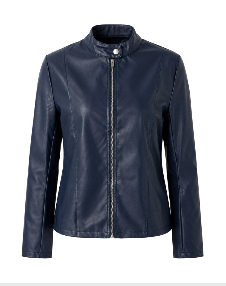 Arabella | Women's Tailored Leather Jacket with Zip Fastening, Classic Leather Jacket | Bella Blue