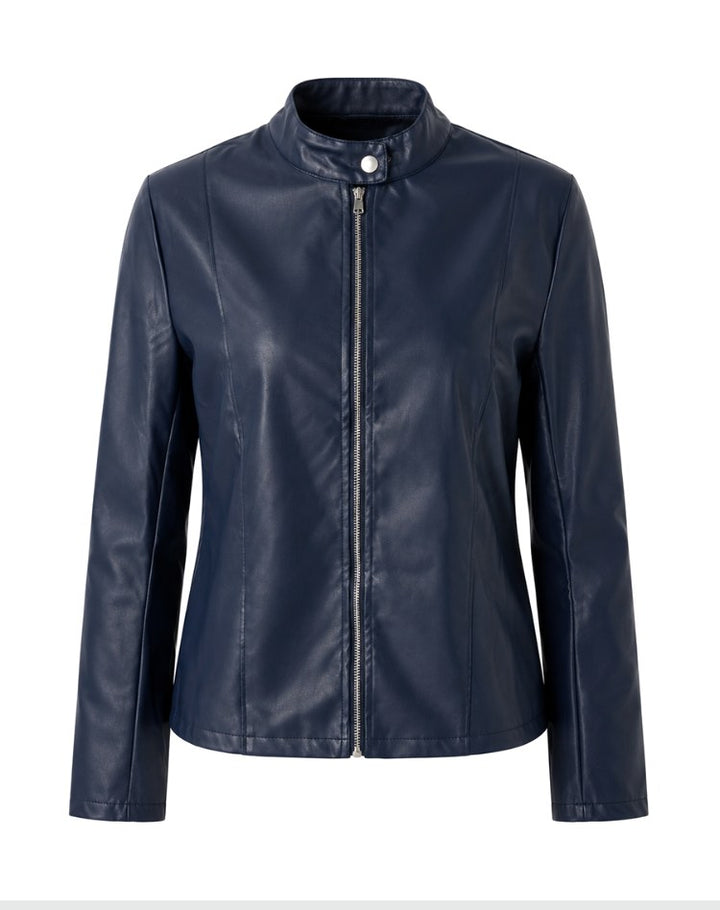 Arabella | Women's Tailored Leather Jacket with Zip Fastening, Classic Leather Jacket | Bella Blue