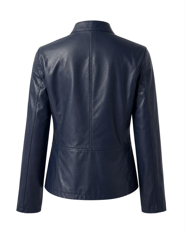 Arabella | Women's Tailored Leather Jacket with Zip Fastening, Classic Leather Jacket | Bella Blue