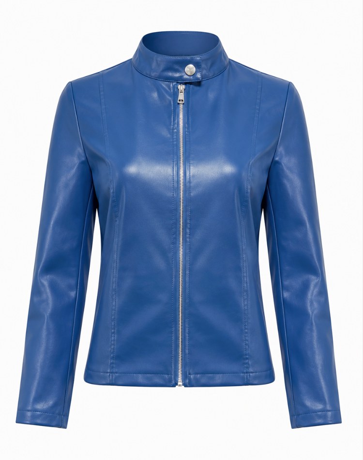 Arabella | Women's Tailored Leather Jacket with Zip Fastening, Classic Leather Jacket | Bella Blue