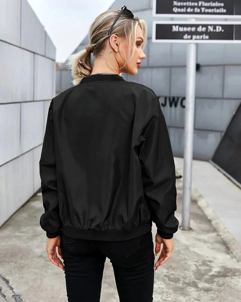 Ariane | Women's Classic Zip Bomber Jacket, Streamlined Lightweight Jacket | Bella Blue