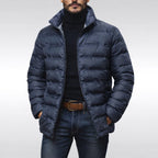 Armin | Men's Quilted Jacket with Modern Design, Warming Autumn Jacket | Bella Blue | Grey