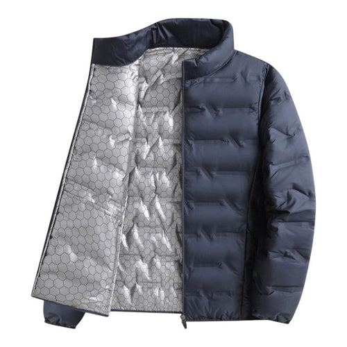 Armin | Men's Quilted Jacket with Modern Design, Warming Autumn Jacket | Bella Blue | Grey