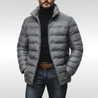 Armin | Men's Quilted Jacket with Modern Design, Warming Autumn Jacket | Bella Blue | Grey