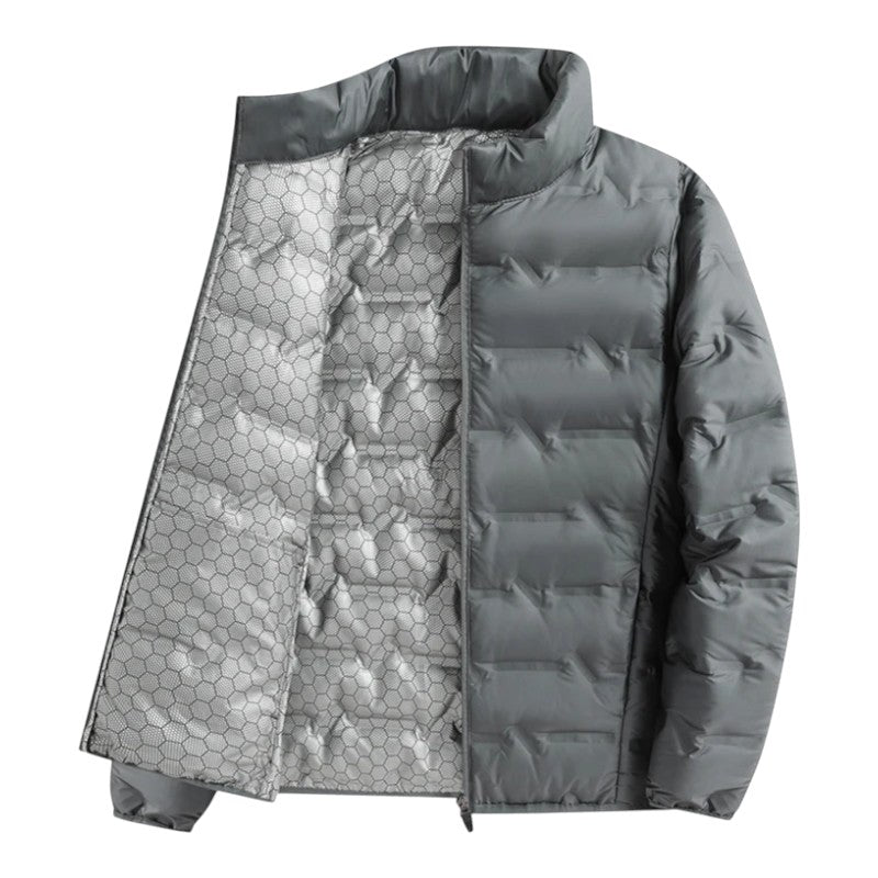 Armin | Men's Quilted Jacket with Modern Design, Warming Autumn Jacket | Bella Blue | Grey